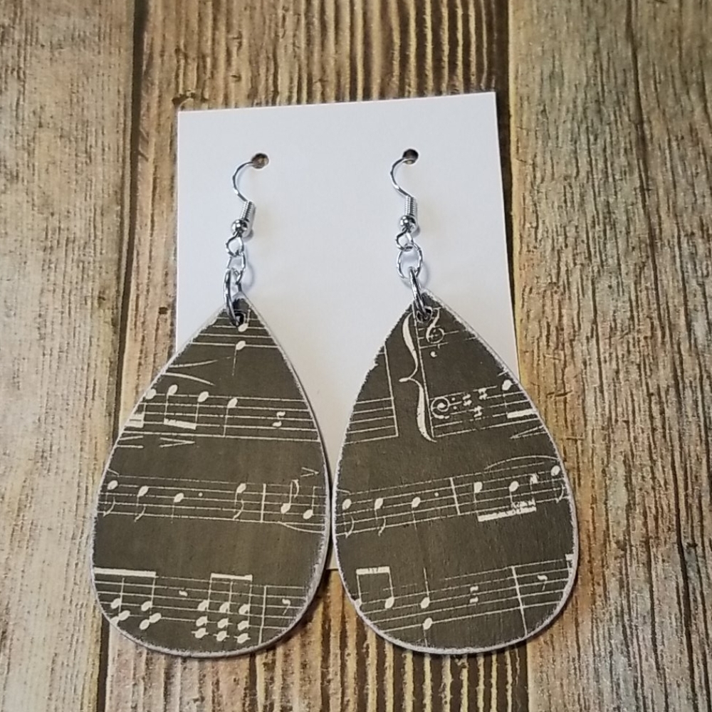 Newly Made Wooden Teardrop Earrings